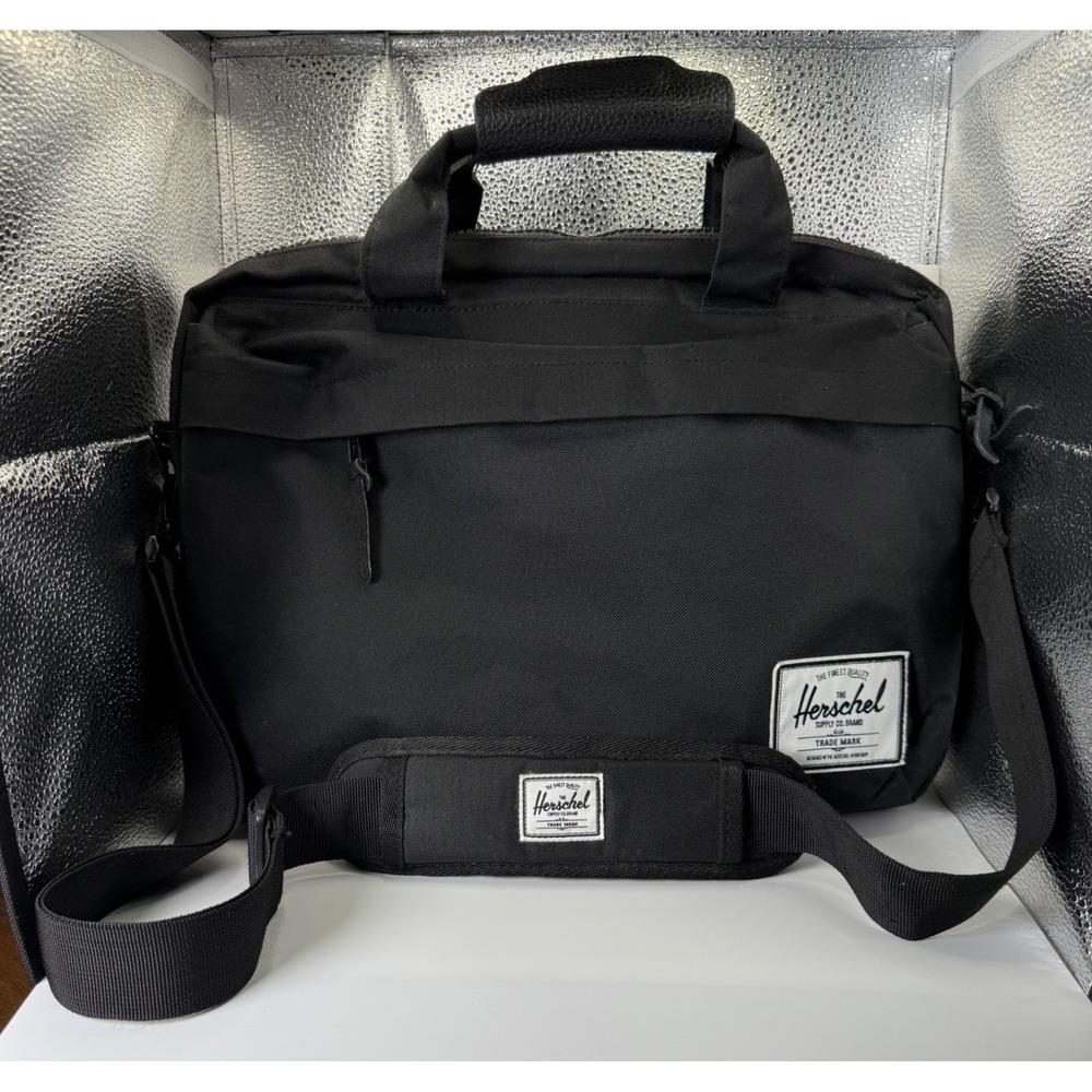 Herschel Gibson Messenger Bag 15" Black Tech Laptop Commuter Briefcase Utility